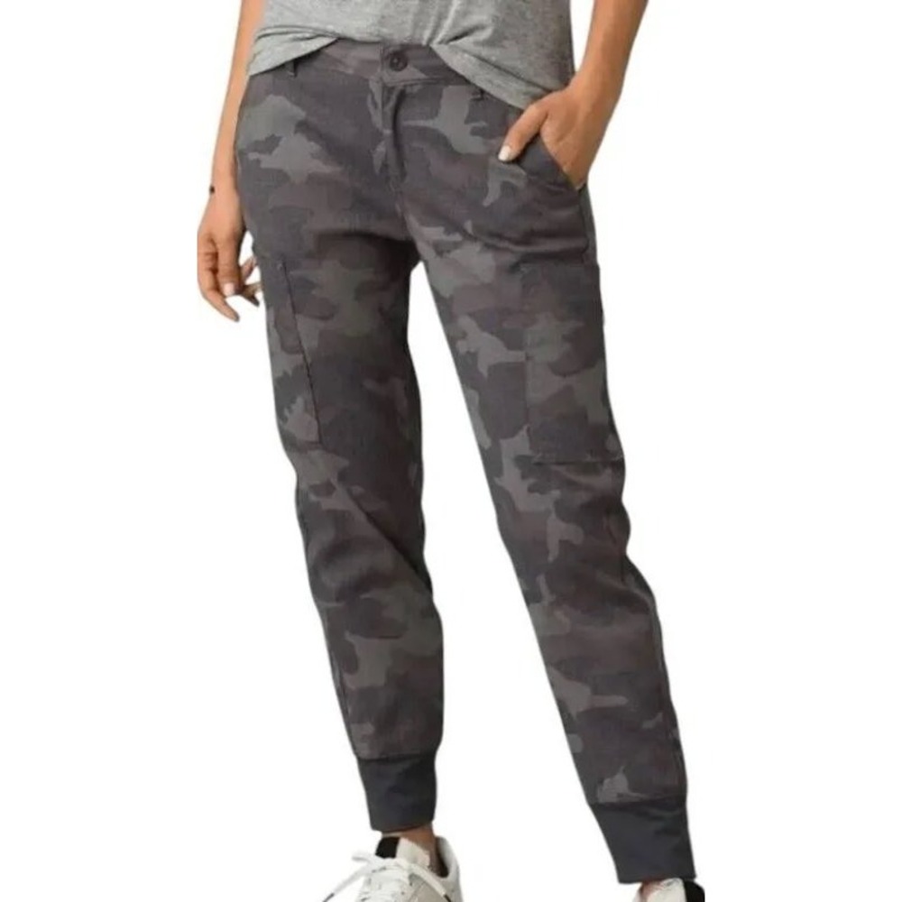 prAna Sky Canyon Camo Jogger Pants Size 0 Gray Hiking Travel Stretch Zion